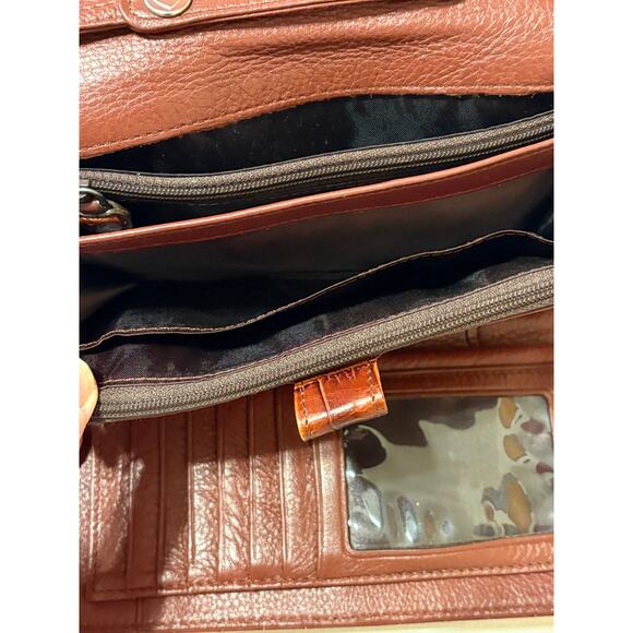 Brighton Vintage Wallet Crossbody Brown Leather Expandable Lots of Pockets - Picture 6 of 10
